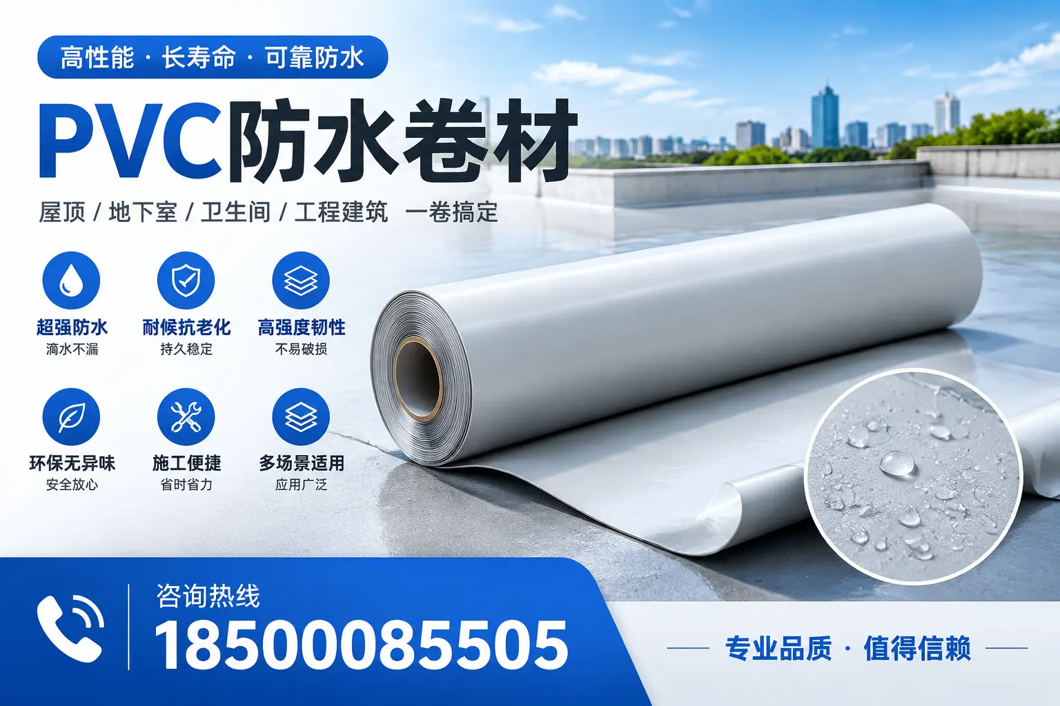 PVC防水卷材的防水效果评测,适合抚顺的科学依据